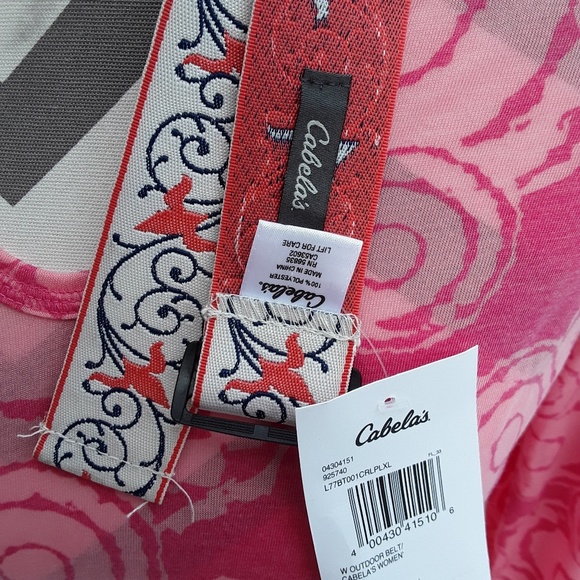 NWT Cabela's Coral Punch Outdoor Belt L XL - Picture 2 of 2